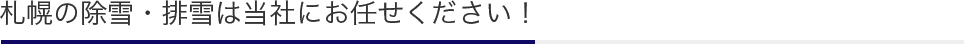 札幌の除雪・排雪は当社にお任せください！